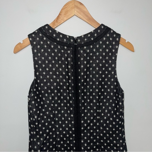 Boden Dress Size 4 US Long Black Ivory Deborah Tweed 100% Wool Semi-Fitted Shift - Picture 7 of 9